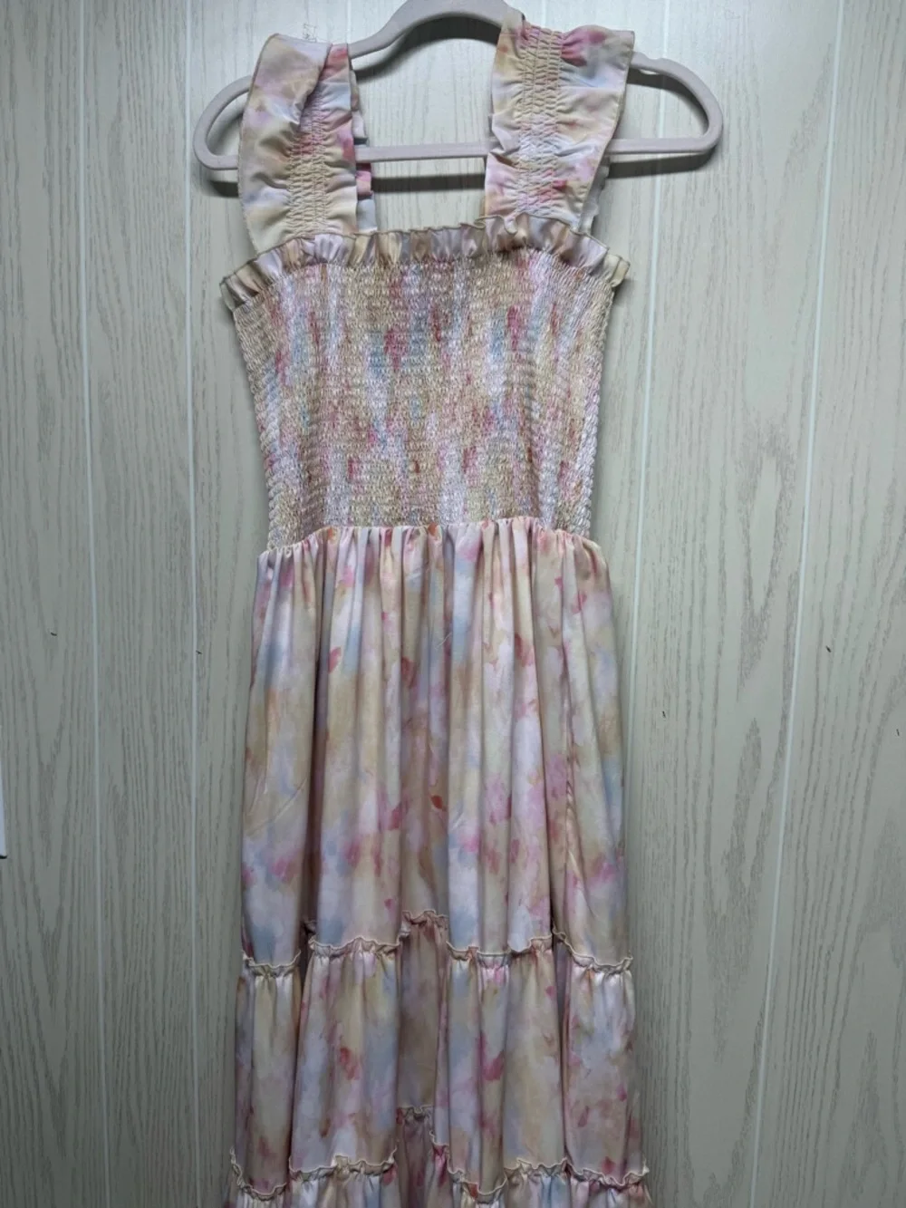 Melloda floral pink maxi ruffle dress sz M - Picture 2 of 5